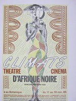 Affiche pour Climats : Théâtre Cinema d'Afrique noire au Botanique (Bruxelles), du 11 au 16 novembre 1986